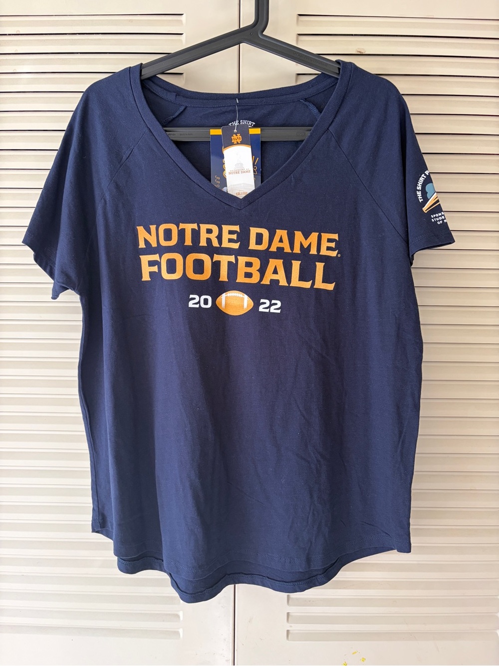 NWT University of Notre Dame Football 2022 Women’s T-Shirt, Navy, Large